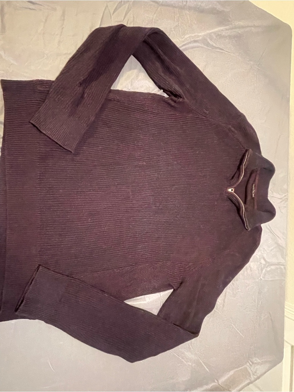 Banana Republic Men's Dark Brown Ribbed Half-Zip Mock Neck Sweater